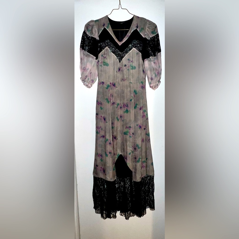 Jill Stuart Floral Dress with Black Lace